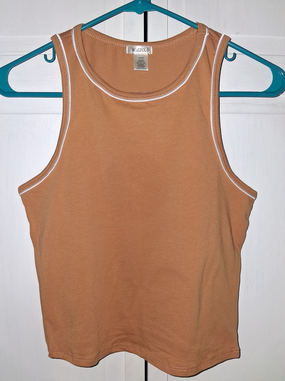 Bozzolo Women's Camel Tank Top with White Trim